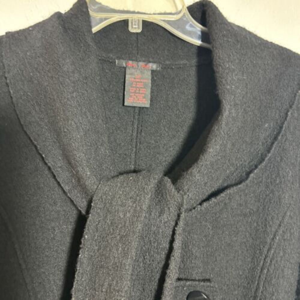 Alison Sheri Women's Long Line Cardigan Jacket black Wool/Laine‎ Size Small